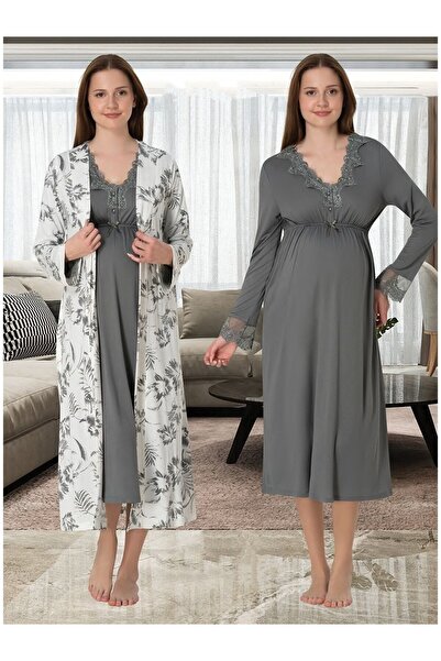 Lohussa Γυναικείο Σετ Νυχτικό Νυχτικό Μακρυμάνικο Σχεδιασμένο Μακρυμάνικο 100...