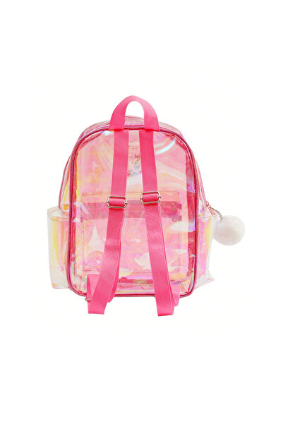 The Cloudish Shop Kız Çocuk Okul-kreş-anaokulu Sırt Çantası Şeffaf PVC parlak pembe kalp