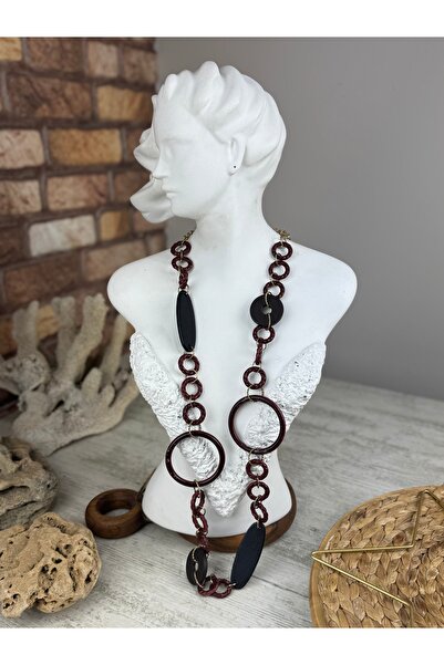 SEDEF TAKI Acı kahve halkalı uzun kolye