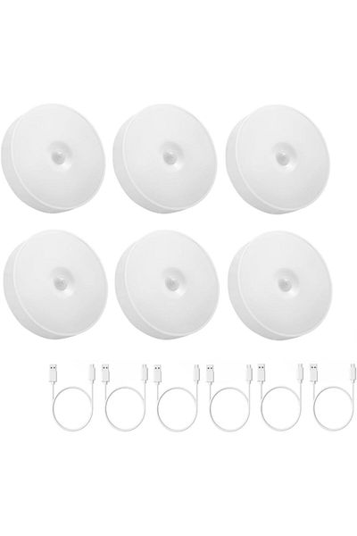 NEXIFY 6Pcs Led Night Light Motion Sensor Light Lamp USB Rechargeable Wireless Cabinet Light 2 Color Mode