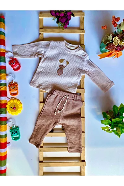 KapsülBebek Seasonal Baby Boy Embroidered 2-Piece Rib Set – Top and Bottom Set