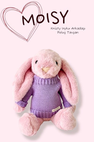 MOISY Knitzy Sleeping Companion Plush Pink Rabbit 34 cm