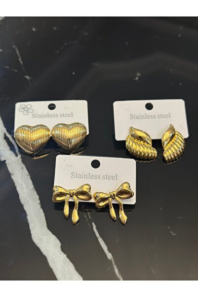 staınless steel Triple Steel Earrings Set