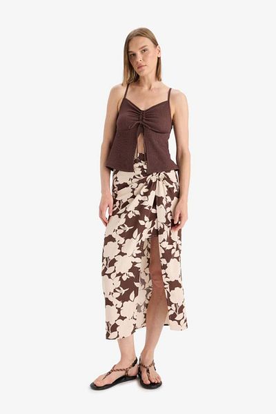 DeFacto New Season a Form Floral Regular Waist Viscose Maxi Skirt