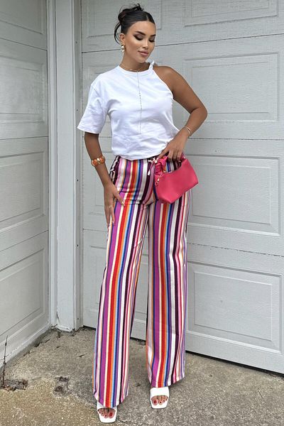 Baby xclub Striped High Waist Trousers - Loose Comfortable