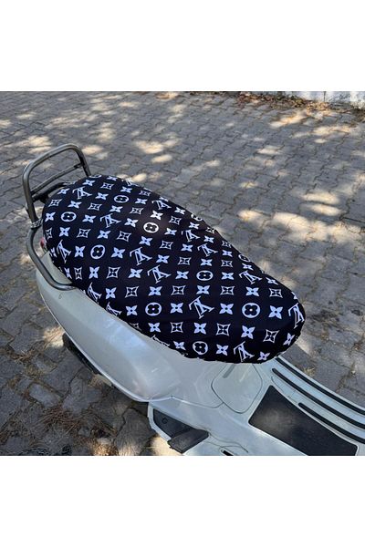 CEBECİOTO Luis Black White Patterned Combed Motorcycle Cover - Only 50Cc Engine Compatible