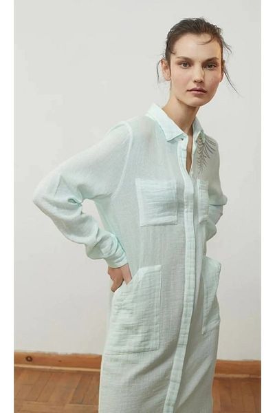 Turuncu Karma Ikikiz Mint Long Shirt Dress 3083-2Kz Mint