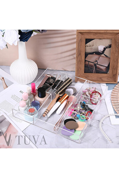 TUVA REKLAM Tuva - 6-Compartment Multi-Functional Multi-Purpose Modern Elite Organizer Table Top Cabinet Interior Organizer