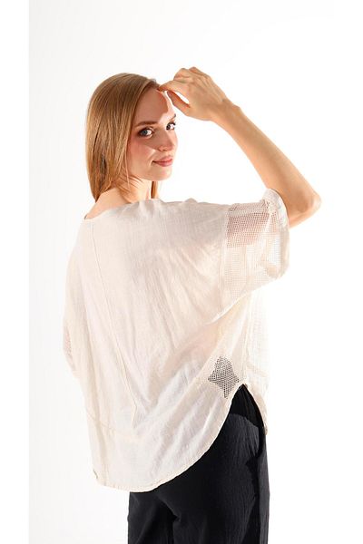 shE tekstil Side Mesh Linen Blouse