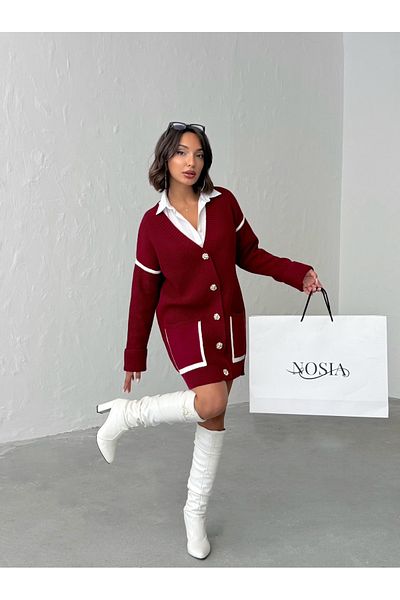 Nosia Women's Stripe Detailed Buttoned Knitwear Cardigan
