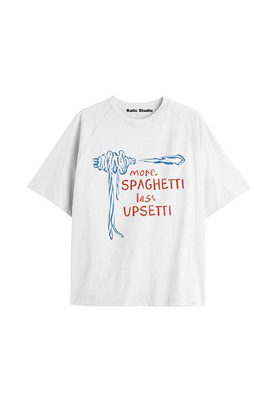 Kalic Studio Tricou unisex More Spaghetti Alb