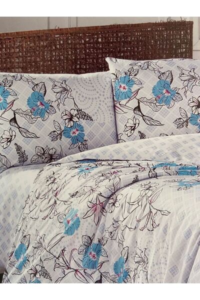 YGT Home طقم غطاء لحاف Ranforce مزدوج باللون الفيروزي من Oleander