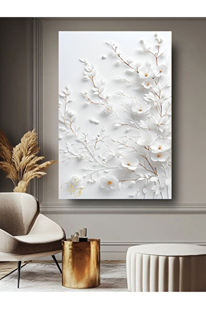 ESLEM RÖLYEF GÖRÜNÜMLÜ ÇİÇEK KANVAS TABLO