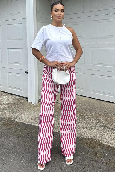 Baby xclub Striped high waist pants - casual loose