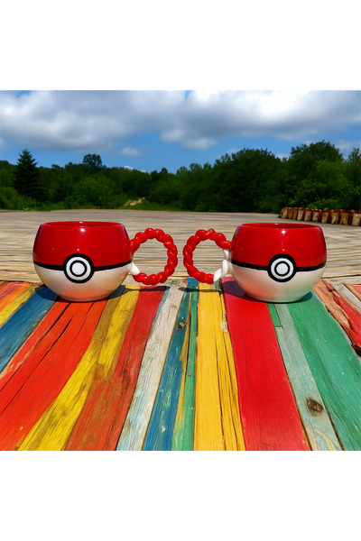 ADEN LİNA ART WORKSHOP Nostalgia Series Hand Made Ceramic Mug with 2 Pieces of Poketops