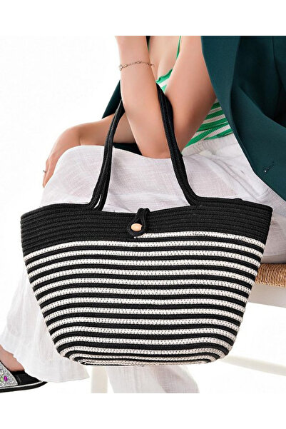 sfb حقيبة كتف بتصميم فيتورستيك من الجوت للنساء للاستخدام اليومي وعطلات الشاطئ