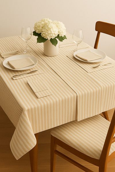 Mirilliahome Față de masă din in dungi - Față de masă - Față de picnic