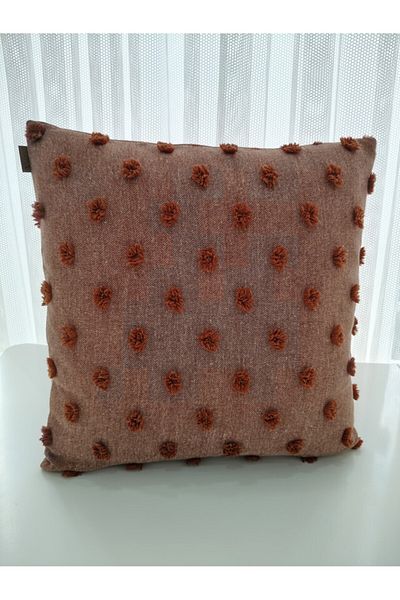 zümal tekstil tasarım Tufting Linen Polka Dot Decorative Throw Pillow Case (Color Tile)