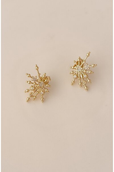 xUPING Altın Kaplama Yıldız Model Küpe Kararmaz 14K Rengindedir 2.5cm