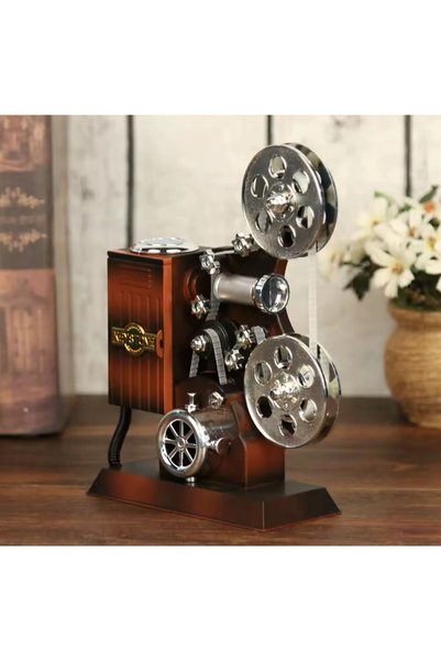 Coverzone Vintage Sinema Projeksiyon Makinası Tasarımlı Retro Biblo Dekoratif Hediyelik Müzik Kutusu