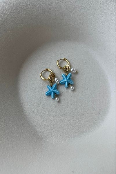 Orvix Accessories أقراط نسائية من الفولاذ الأزرق من KARARMAZ، أقراط للسهرة، أقراط صيفية، أقراط مصممة للأم