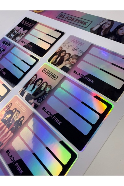 cakaybu Hologram Black Pink School Notebook Label Sticker