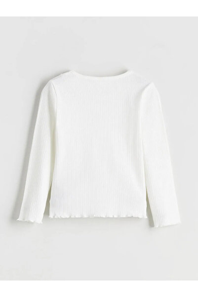 LC Waikiki Lcw Kids Ecru Crew Neck Basic Girls' T-Shirt