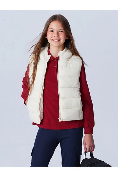 LC Waikiki Lcw Kids Burgundy Polo Neck Girl's T-Shirt