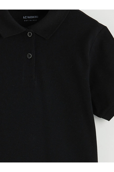 LC Waikiki Lcw Kids Black Polo Neck Girl's T-Shirt