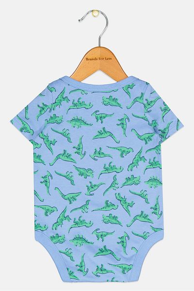 GAP Toddlers Boy Round Neck Short Sleeves Allover Printed Bodysuit, Blue