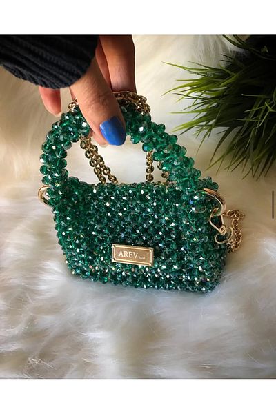 AREV BAGS Crystal Beaded Bag - Evening Dress Bag with Stones