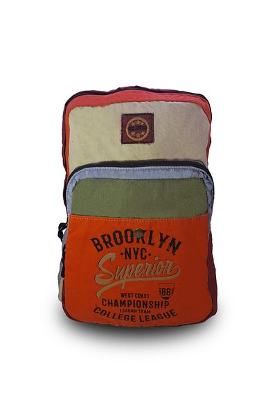 Old Cotton حقيبة ظهر من القماش الكتاني الملون المكتوب عليها Brooklyn NYC – للجنسين