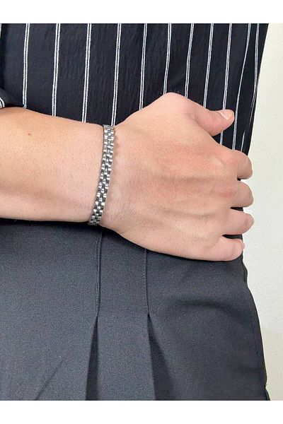 Arvens Silver Men's Bracelet Women's Unisex Stainless Steel Does Not Tarnish Does Not Discolor Can Be Combined Top Quality
