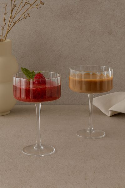 Anadolu Saray 2 Pcs Clear Flower Shaped Coffee Presentation & Cocktail Cup Set of 2 Magnolia Cups & Dessert Bowl