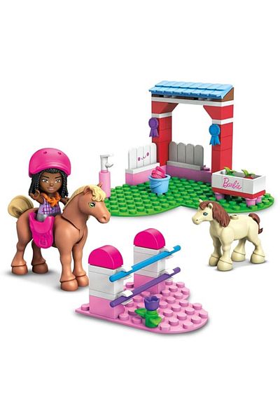 Generic MEGA Barbie Building Toy Kit Horse Jumping with 1 Micro-Doll and Horses (73 Pieces)