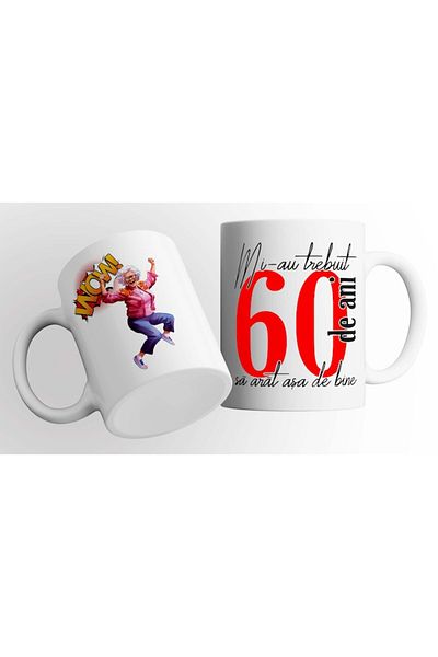 OEM Cana Aniversara "Mi-au trebuit 60 ani - women", 330ml, alb