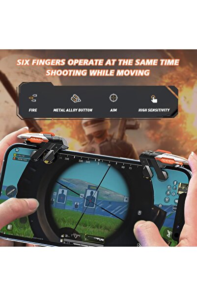 Other 6-Button Mobile Game Controller for PUBG with 6 Triggers - USB - White