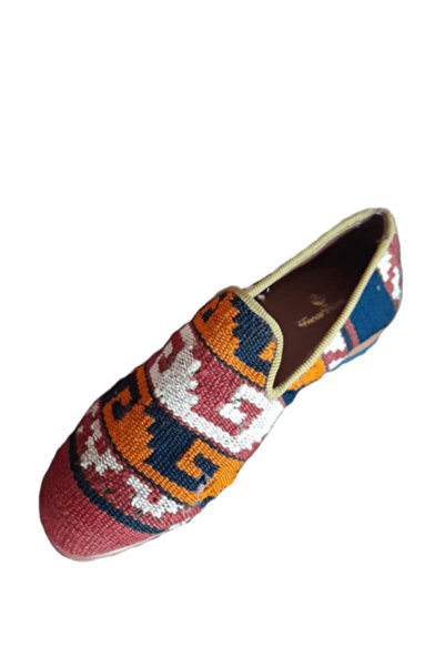 Anatolia Pantofi Sultan piele si material textil, cusuti si brodati manual, Maro Tigrat, 42