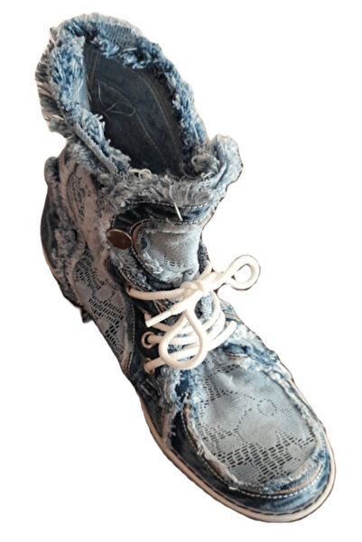 blue moon - Ghete din denim cu șireturi, albastru deschis, mărimea 39