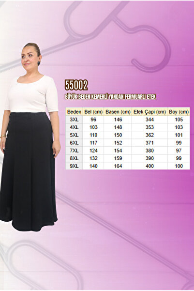 Eslina 55002 Plus Size Belted Side Zipper Skirt - Indigo