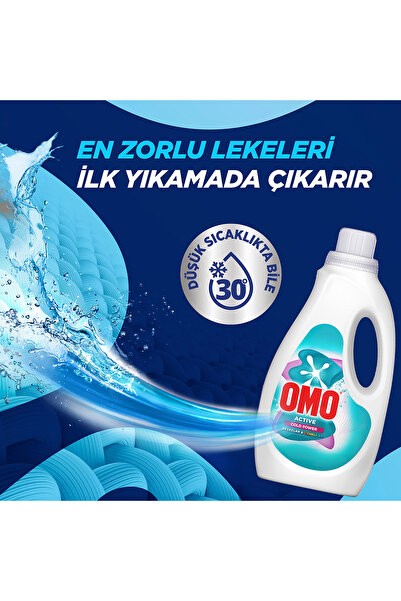 Omo Active Cold Power Beyazlar ve Renkliler için Sıvı Deterjan 1500 ml x2