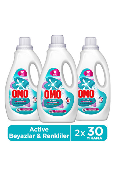 Omo Active Cold Power Beyazlar ve Renkliler için Sıvı Deterjan 1500 ml x3