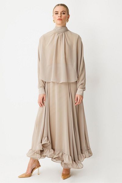 Ghisa Chiffon Suit Beige