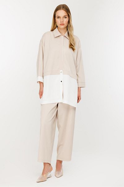 Ghisa Shirt Collar Suit Beige Ecru