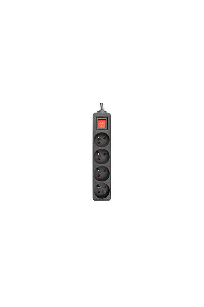 MasterLED Prelungitor cu 4 prize standard, întrerupător, lungime 3 metri, IP20, 3000W, PVC, negru