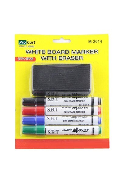 PROCART Set of 4 markers and sponge for magnetic board, quick drying, 3 mm tip,