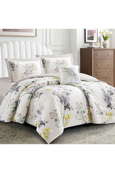 Donetella 4-Piece Digital Print Comforter Set – King Size 250x230 cm, Soft Microfiber Bedding Set.