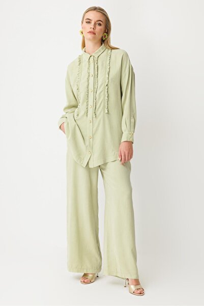 Ghisa Fırfır Detaylı Takım YEŞİL