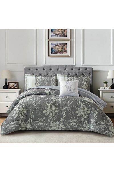 Donetella 4-Piece Digital Print Comforter Set – King Size 250x230 cm, Soft Microfiber Bedding Set.