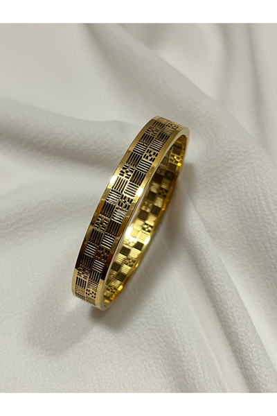 Lucky Store Desenli Gold Kelepçe Bilezik